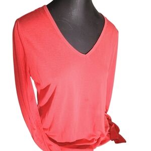 Faded Glory Women's Long Sleeve Coral V-Neck Top